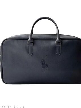 Ralph Lauren Navy Embossed Leather Duffel Bag